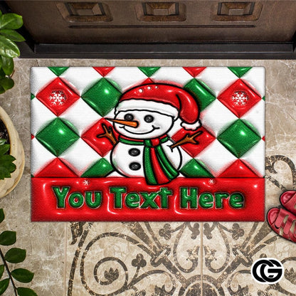 Personalized Christmas Doormat with Custom Family Name