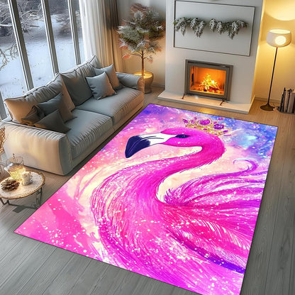 Custom Flamingo Doormat with Pink Bird and Floral Detail