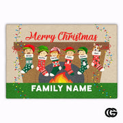 Personalized Christmas Doormat with Custom Family Name