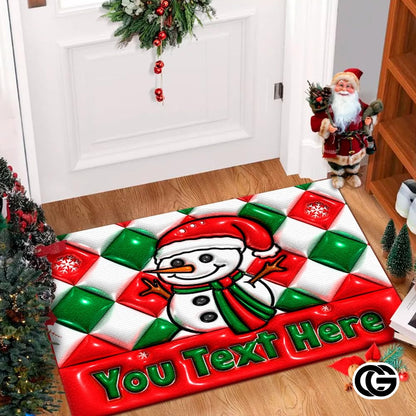 Personalized Christmas Doormat with Custom Family Name