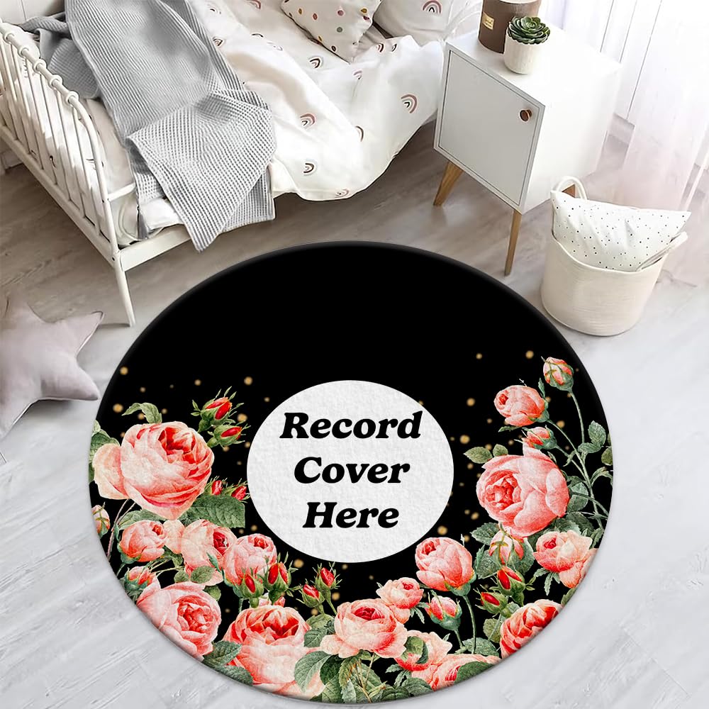 Personalized Vinyl Record Rug with Photo and Song Name