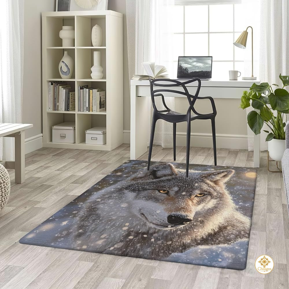 Custom Galaxy Wolves Welcome Mat with Wild Wolf Print - Wolf-ds15