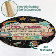 Room setting featuring classroom theme round area rug as a bright decorative centerpiece. - thumbnail image 7 of 7