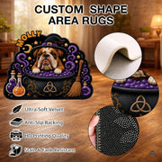 Custom Dog Photo Rug, Personalized Pet Portrait Area Mat Non Slip Indoor Door Rug for Dog Lovers, Welcome Home Decor Halloween (Witch Cauldron)
