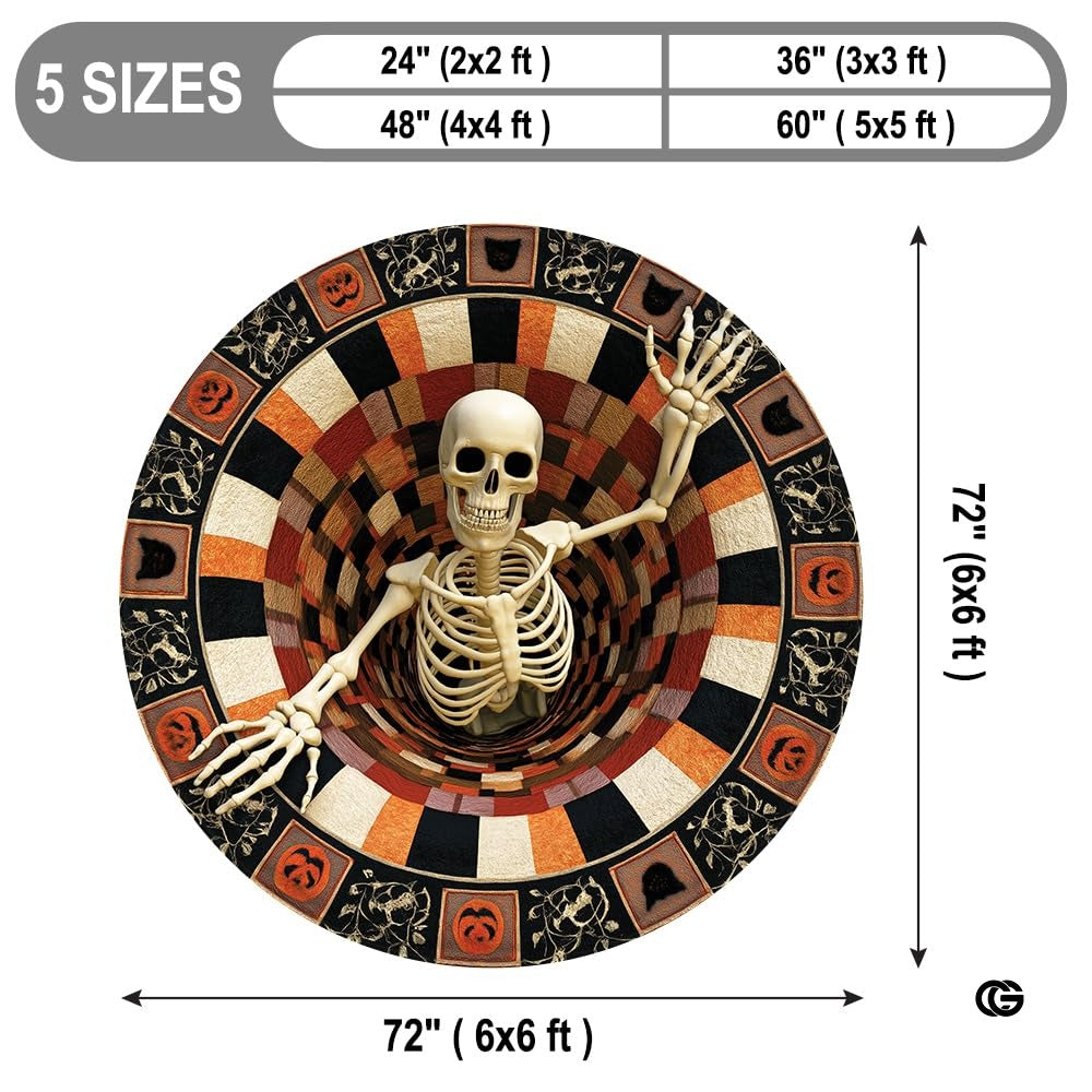 Custom Halloween 3D Effect Optical Illusion Spooky Round Rug (D9)