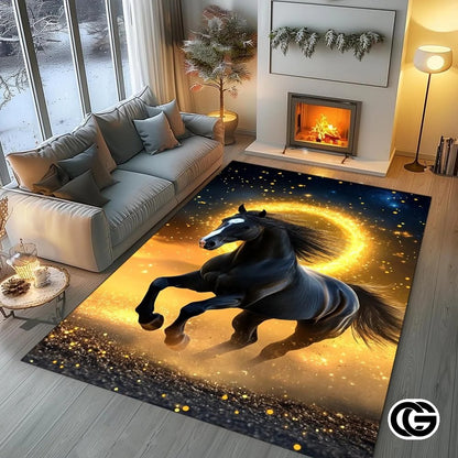 Custom Family Name Doormat with Monogram and House Address - Horse-ds29