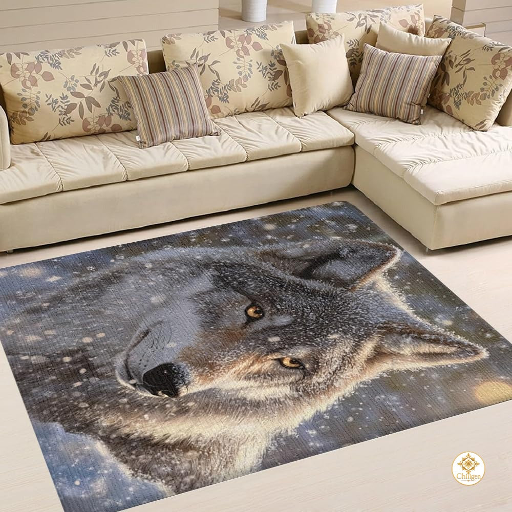 Custom Galaxy Wolves Welcome Mat with Wild Wolf Print - Wolf-ds15