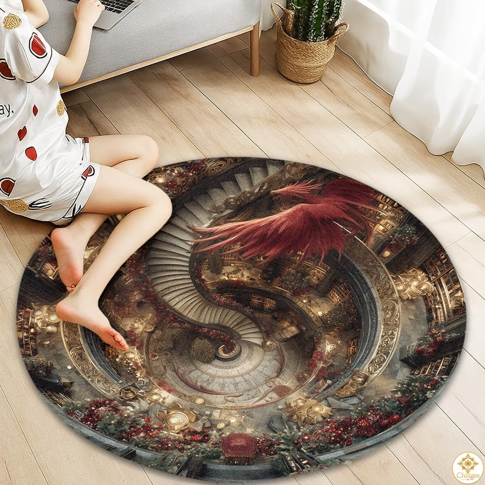 Custom Dragon Welcome Mat with Optical Illusion and Non-Slip Backing