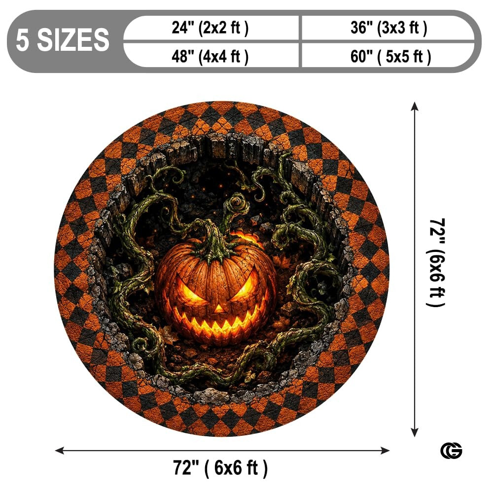 Personalized Halloween 3D Optical Illusion Ghost Round Rug (A02)