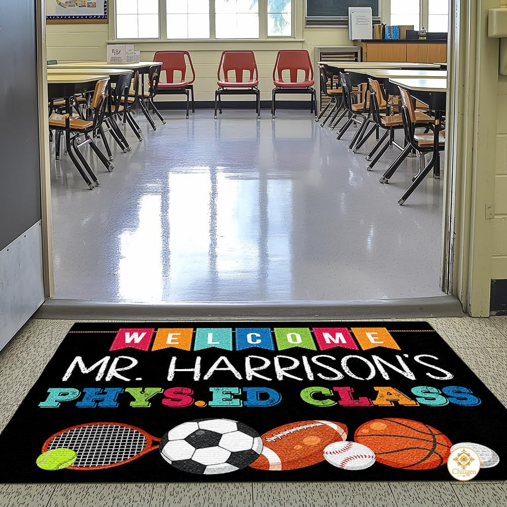 Custom Teacher Welcome Doormat for Classroom and School Gym