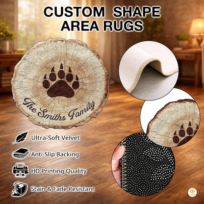 Custom Bear Paw Area Rug with Soft Plush and Non Slip Backing