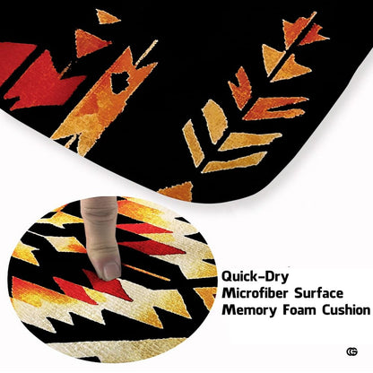 Southwestern geometric area rug styled in a modern living room setting with rustic wood furniture. - thumbnail image 4 of 7