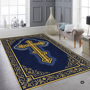 Personalized Orthodox Christian Area Rug, Custom Eastern Orthodox Russian Greek Byzantine Non-Slip Rug for Women Men, IC XC Nika Cross Mat for Living Room, Bedroom, Church Decor (D4)