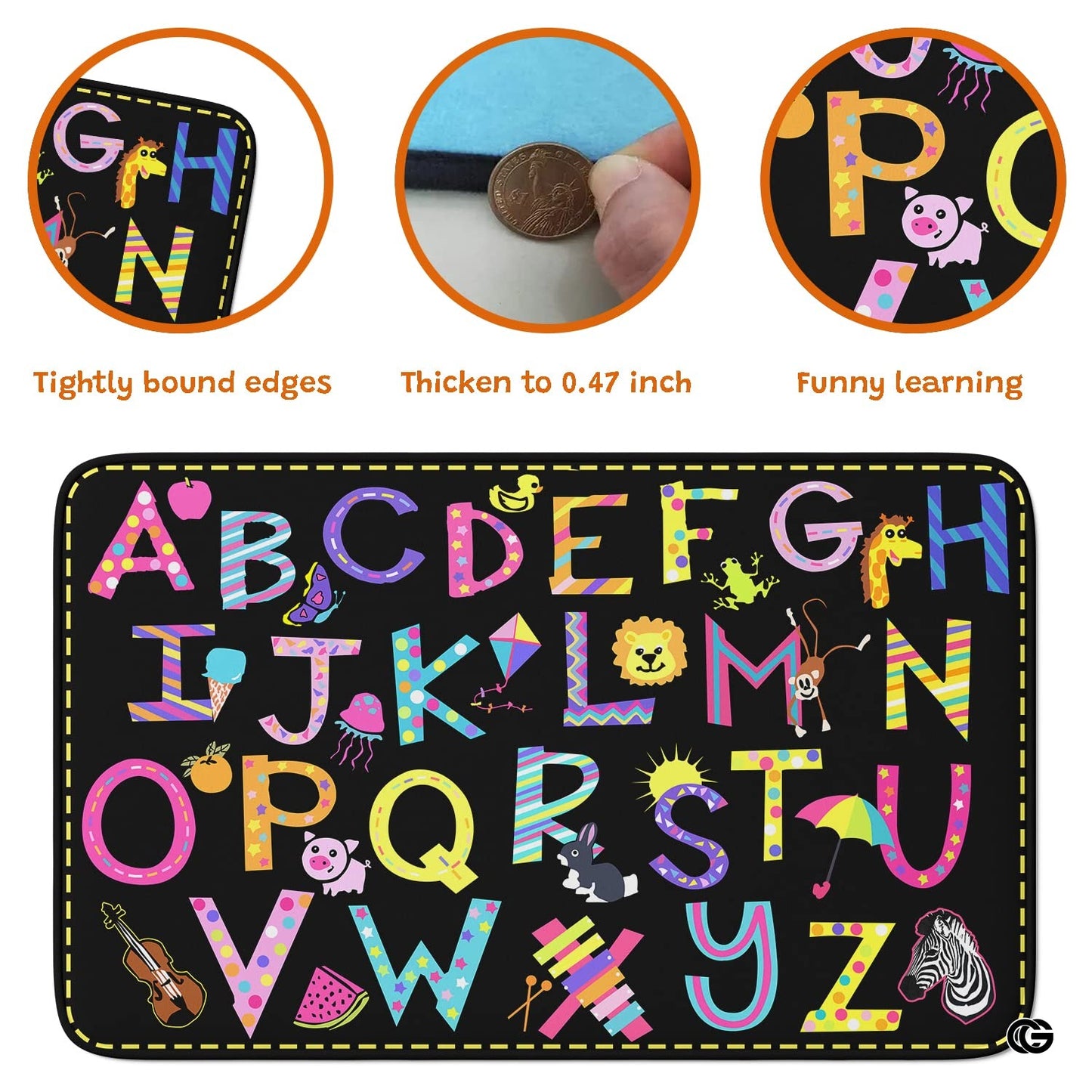 Educational Classroom Rug with Alphabet and Handwriting Samplers - Alphabet Abc / 2' x 3' (Rectangular)