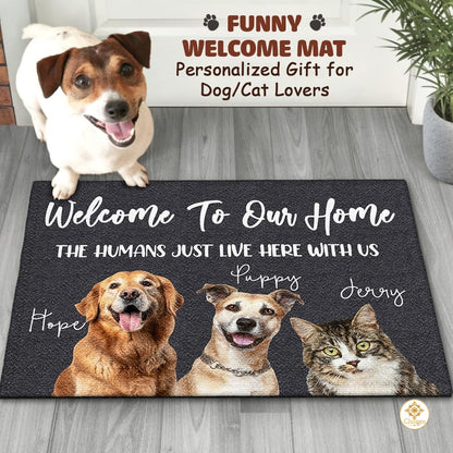 Personalized Dog Welcome Mat for Front Door and Entryway