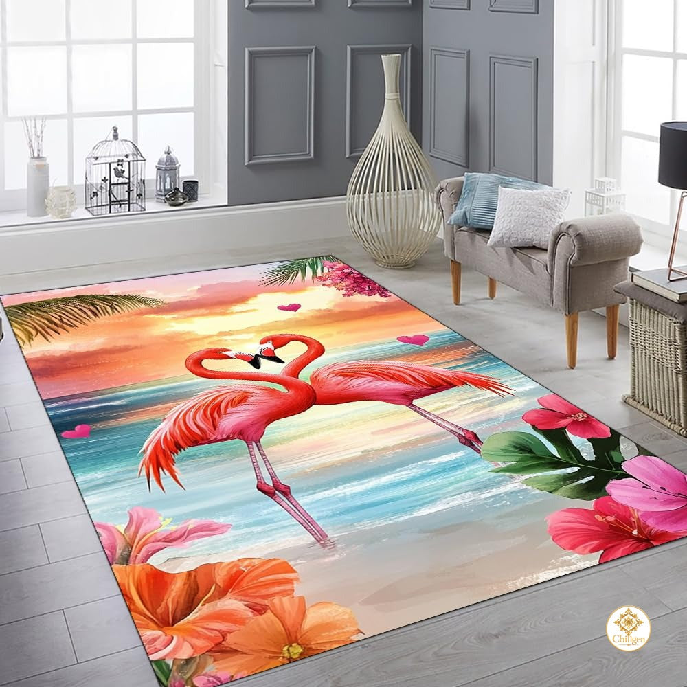 Custom Flamingo Welcome Mat for Front Door and Entryway