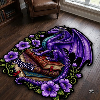 Custom Dragon Shaped Area Rug, Personalized Library Western Dragon Shaped Floor Mat Book Rug, Non-Slip Reading Room Carpet for Living Room, Bedroom, Dorm, Kids Room, Fans Lover (D8)