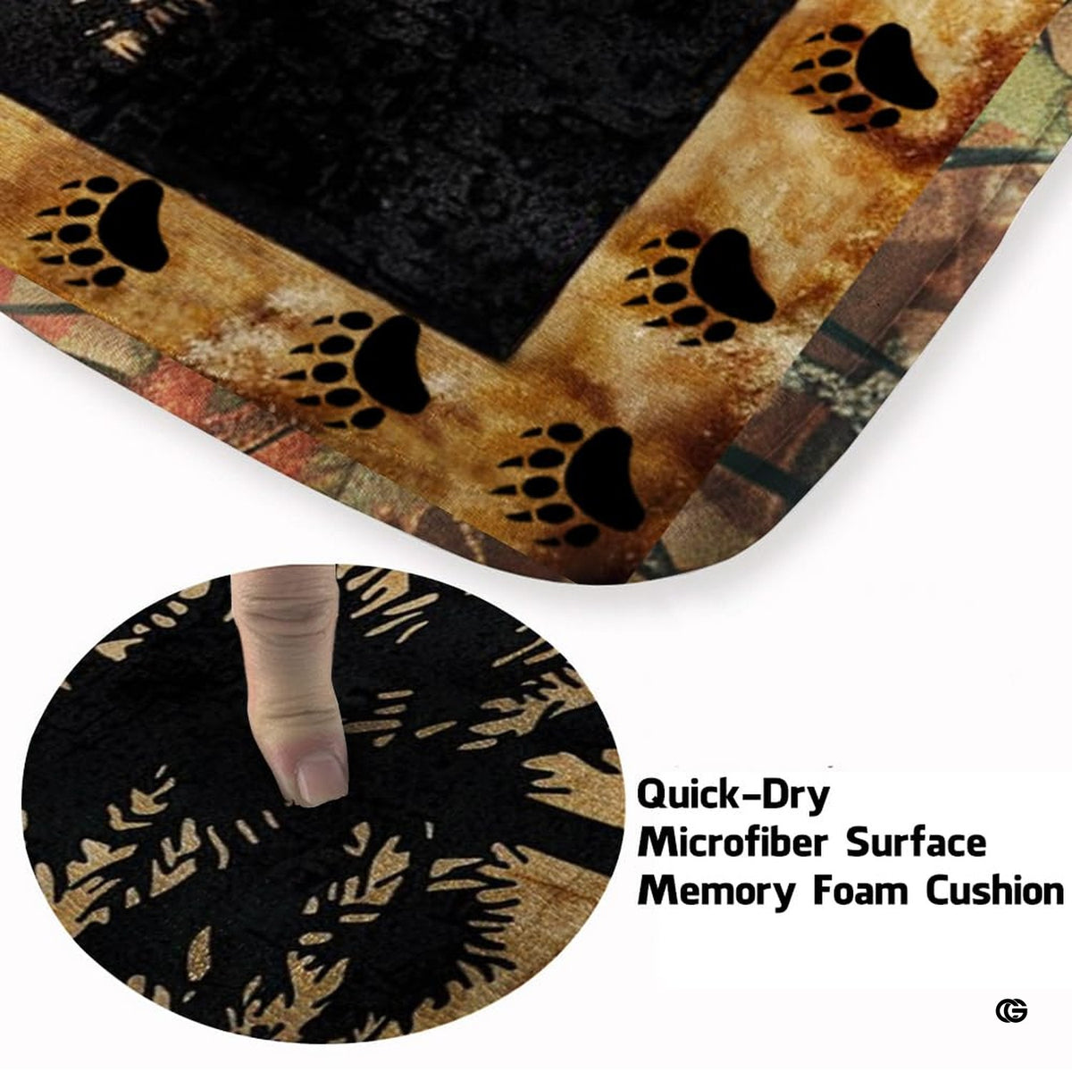 Close up texture detail showing soft pile surface and stitching of deer area rug. - image 3 of 7