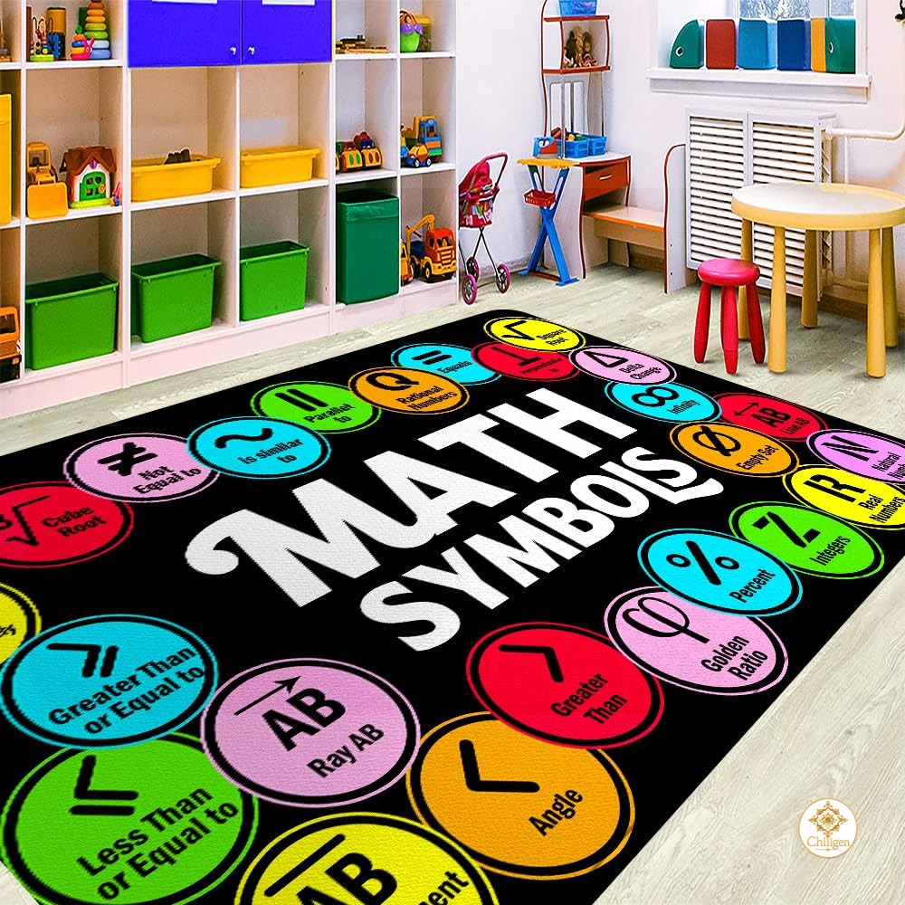 Custom Mathematics Education Rug for Classroom and Playroom