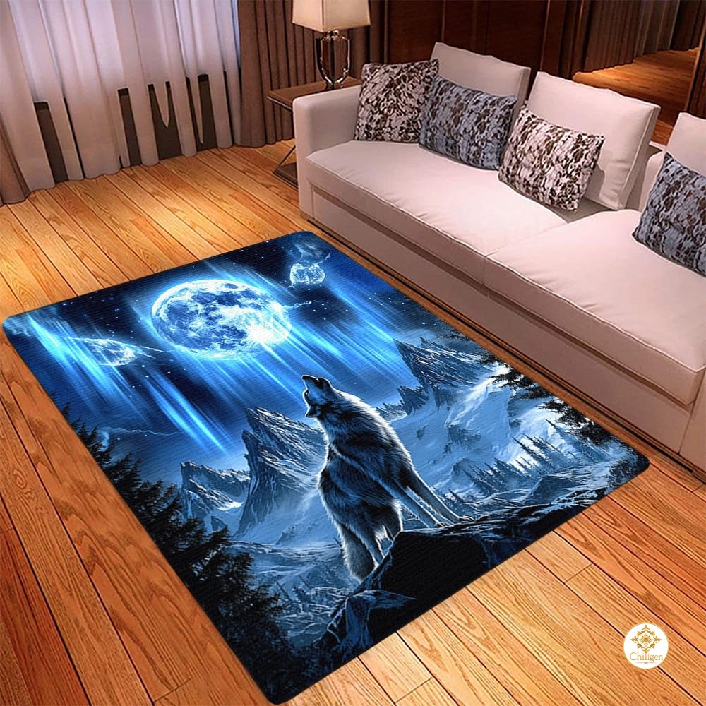 Custom Galaxy Wolves Rug for Boy Room and Living Room