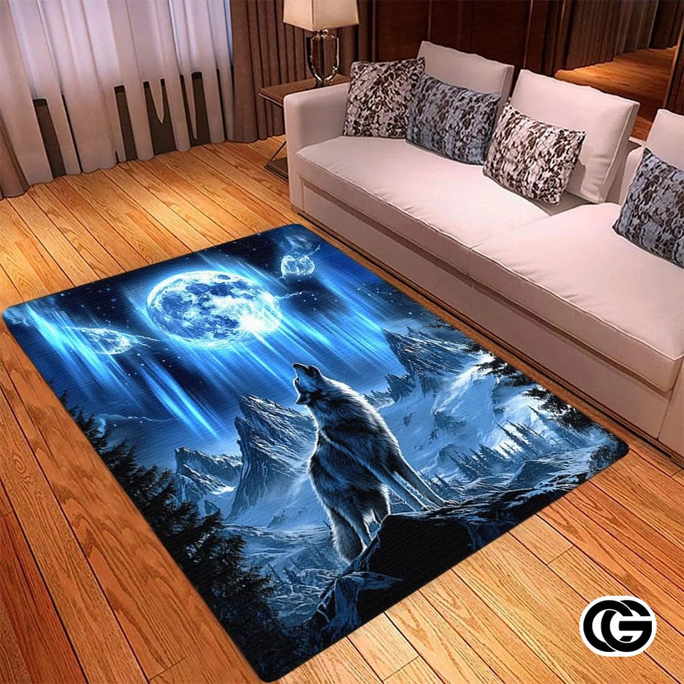 Custom Galaxy Wolves Rug for Boy Room and Living Room