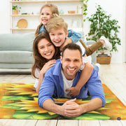 Oil painting twin sunflowers area rug styled in bright living room setup - thumbnail image 5 of 7