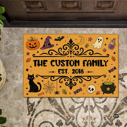 Halloween Door Mat Outdoor, Custom Spooky Welcome Mat with Black Cat and Pumpkin, Fall Front Door Mat for Porch Entryway Decor #5
