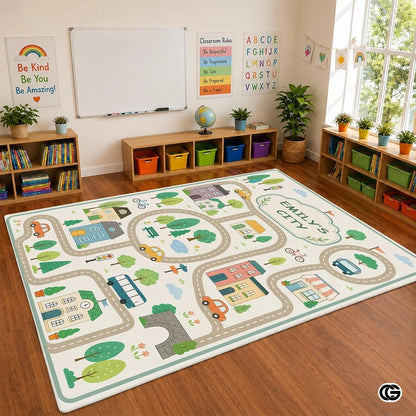 Personalized Road Map Welcome Mat with Custom Name