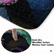 Soft low-pile microfiber surface texture on rainbow puzzle octopus coastal rug - thumbnail image 3 of 7