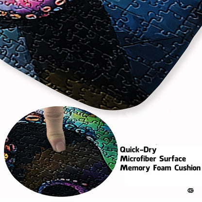 Soft low-pile microfiber surface texture on rainbow puzzle octopus coastal rug - thumbnail image 3 of 7