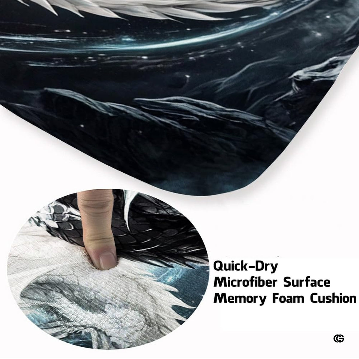 Close-up view of the soft microfiber surface, dragon scales, and glowing blue celestial energy - image 3 of 8