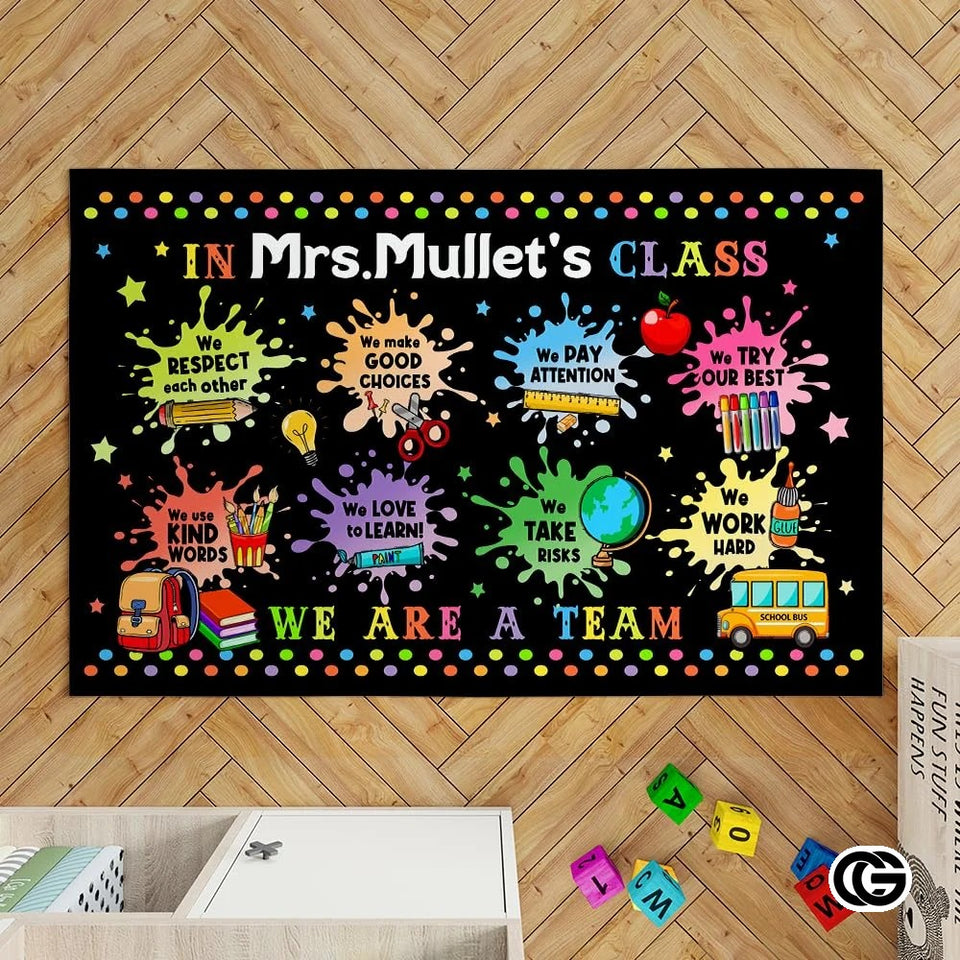 Custom Math Classroom Welcome Mat with Formulas and Numbers - Math D10 / 3' x 5' (Rectangular)