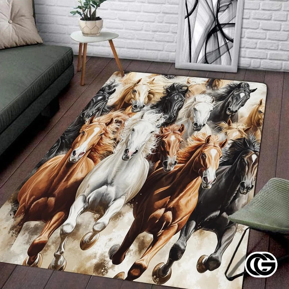 Custom Running Horse Welcome Mat for Front Door and Entryway - Horse-ds04