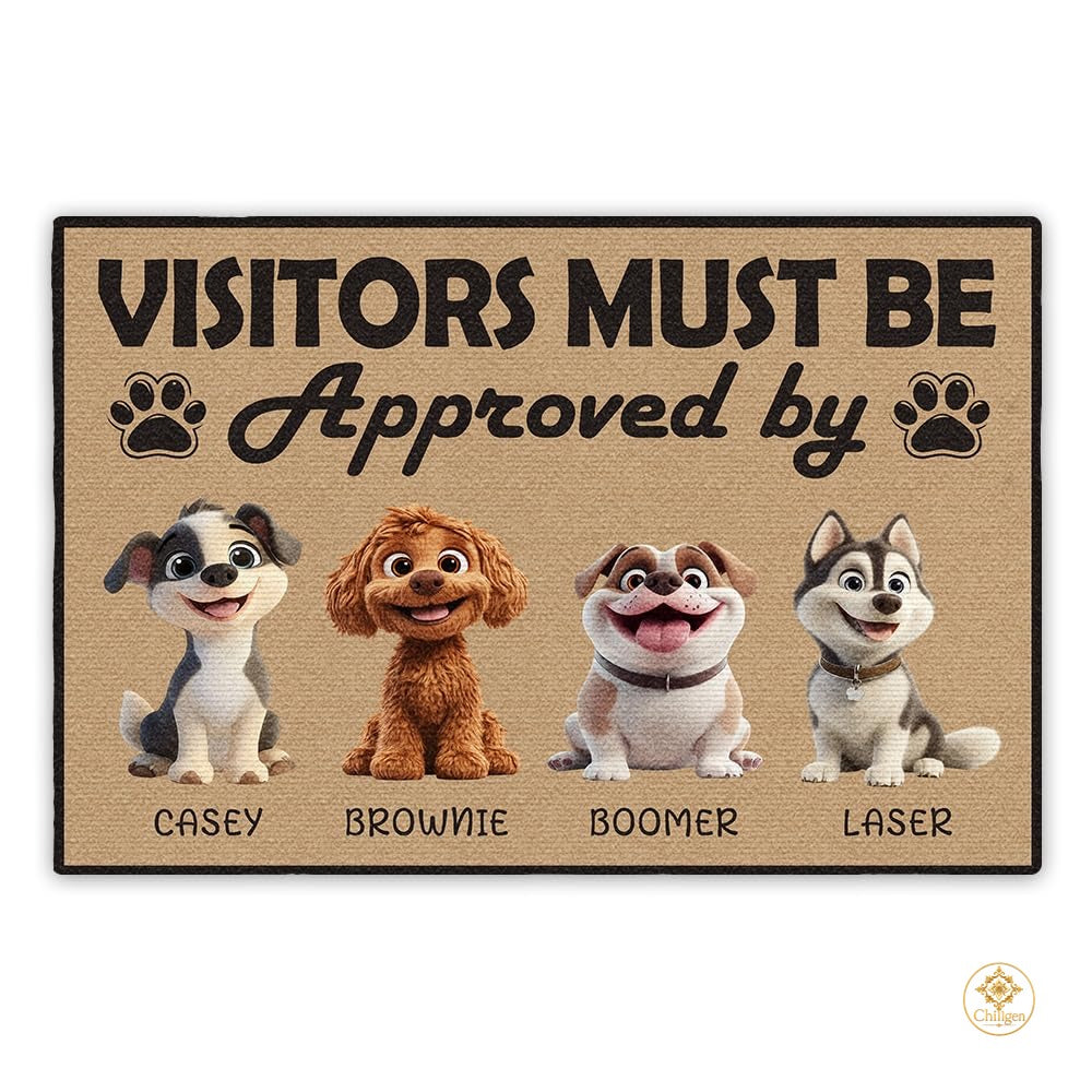Personalized Dog Welcome Mat with Custom Text and Non Slip Backing - Style #3