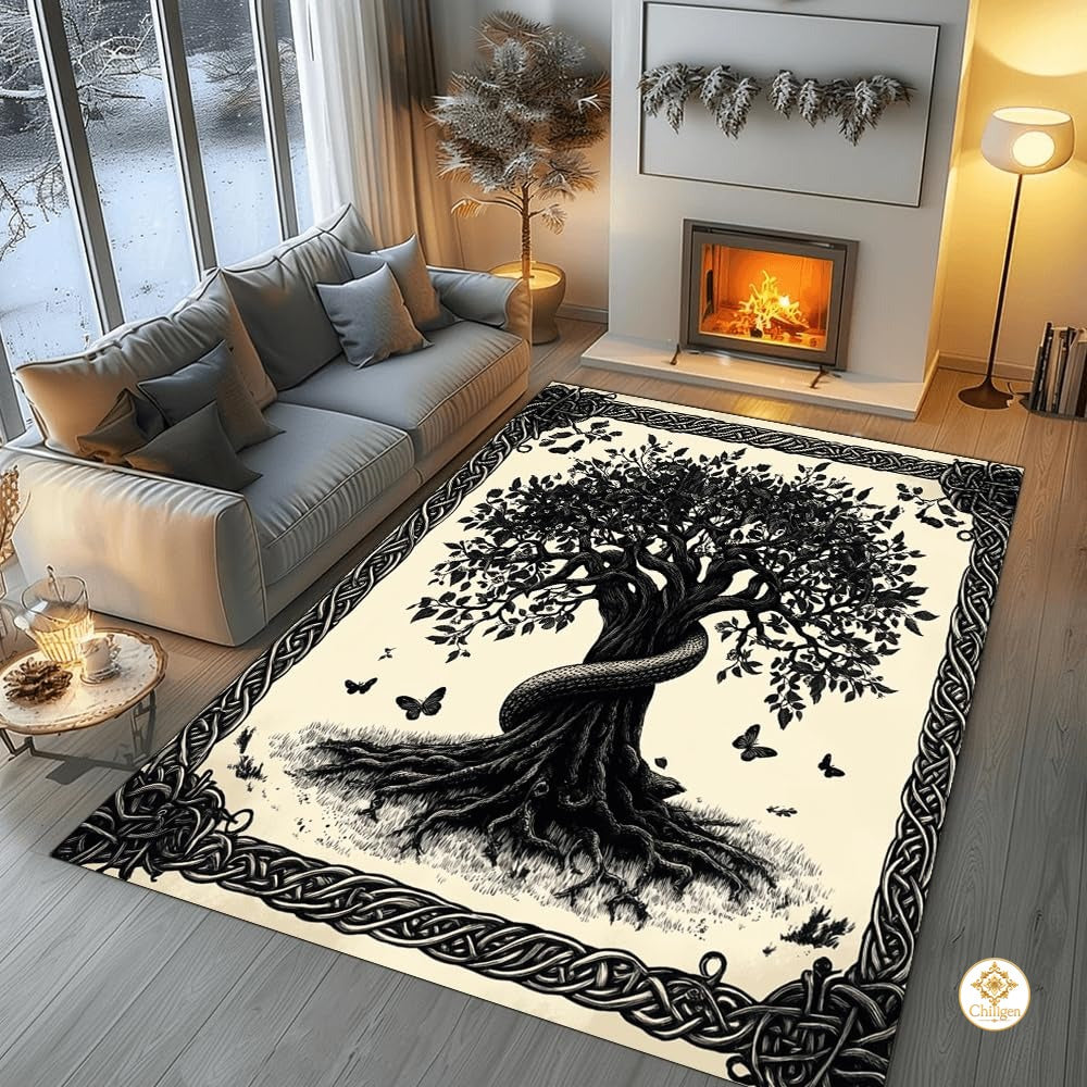Custom Family Name Welcome Mat with Tree of Life and Address - Tree-ds18