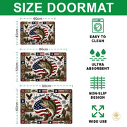 Personalized Hunting Doormat with Custom Family Name and Flag - D5