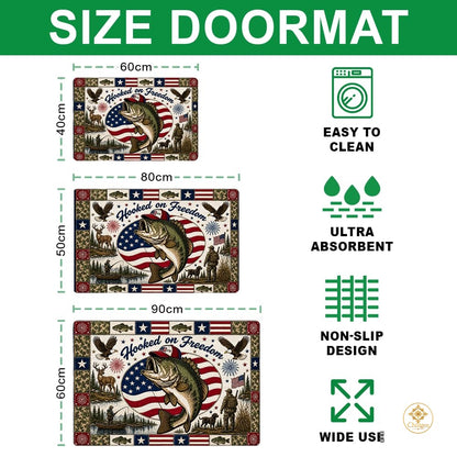 Personalized Hunting Doormat with Custom Family Name and Flag - D5
