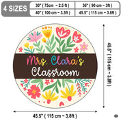 Whimsical area rugs for living room display showing circular botanical artwork styled under a table. - thumbnail image 3 of 7