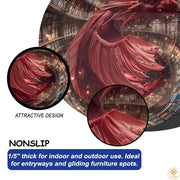 Custom Dragon Round Rug with 3D Illusion and Library Pattern