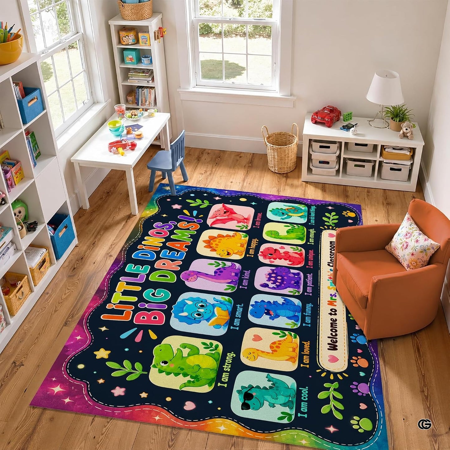 Personalized Teachers Classroom Rug, Custom Teacher Name Classroom Rules Area Rug, Feeling Chart Calming Corner Mat, Kindergarten Educational Back to School Class Decor (D2)