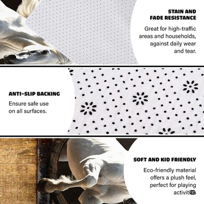 Non-slip grip backing texture and resilient construction of horse area rug. - thumbnail image 6 of 7