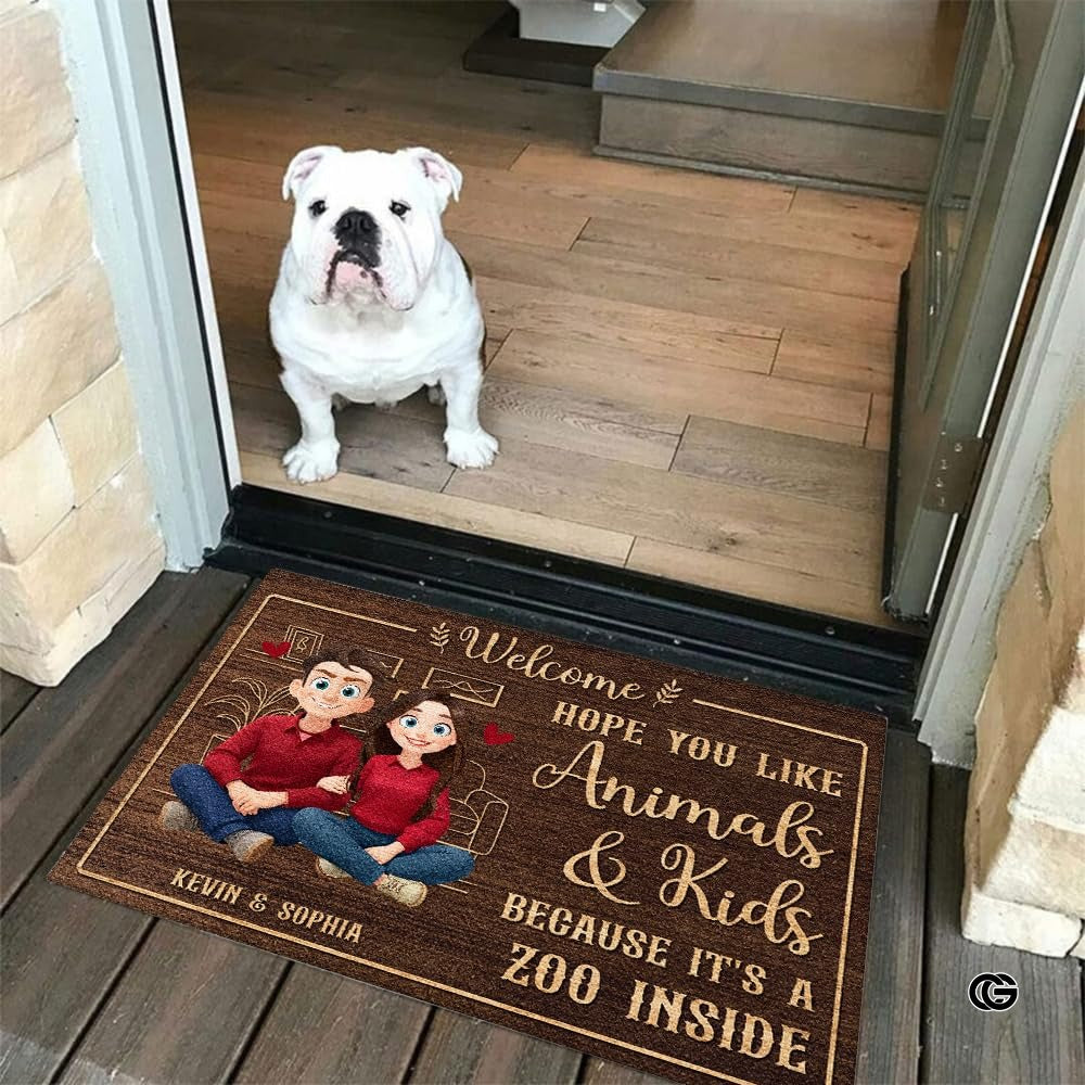 Personalized Family Couple Doormat, Custom Couple Husband Wife Doormat Gift, Outdoor Front Door Rug on Birthday, Christmas, Anniversaries, Valentine's Day for Him Her Woman (S2)