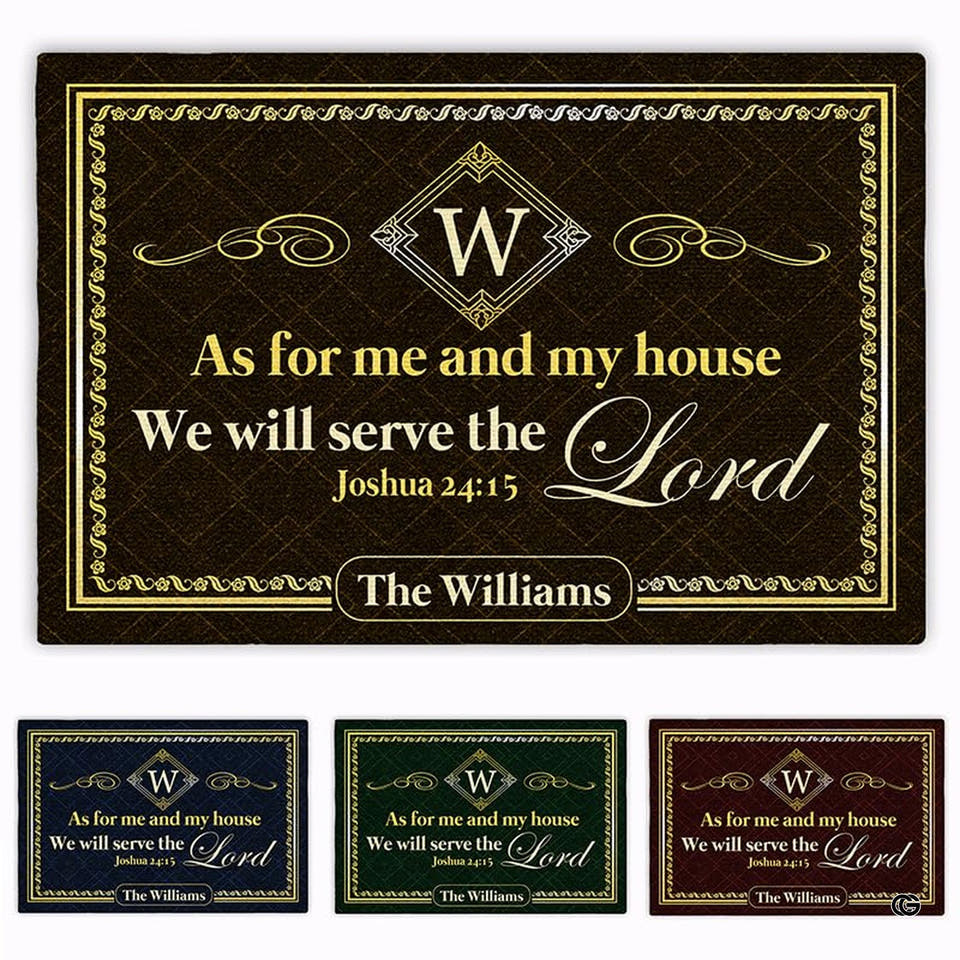 Personalized Bible Verse Family Name Doormat, Water Resistant - Bible