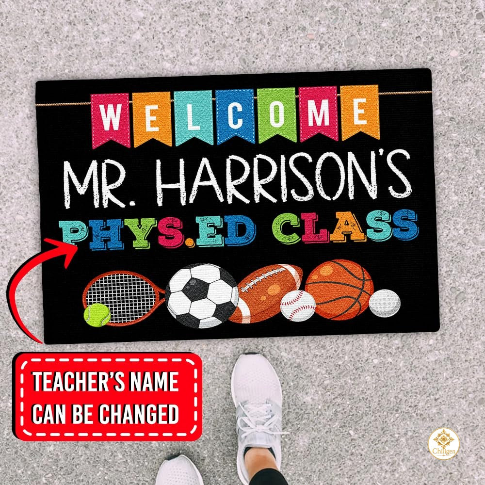 Custom Teacher Welcome Doormat for Classroom and School Gym