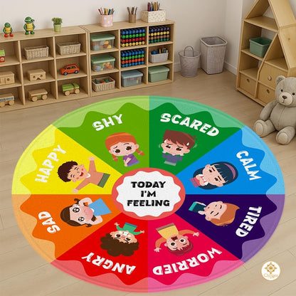Custom Feelings Wheel Welcome Mat for Classroom and Office