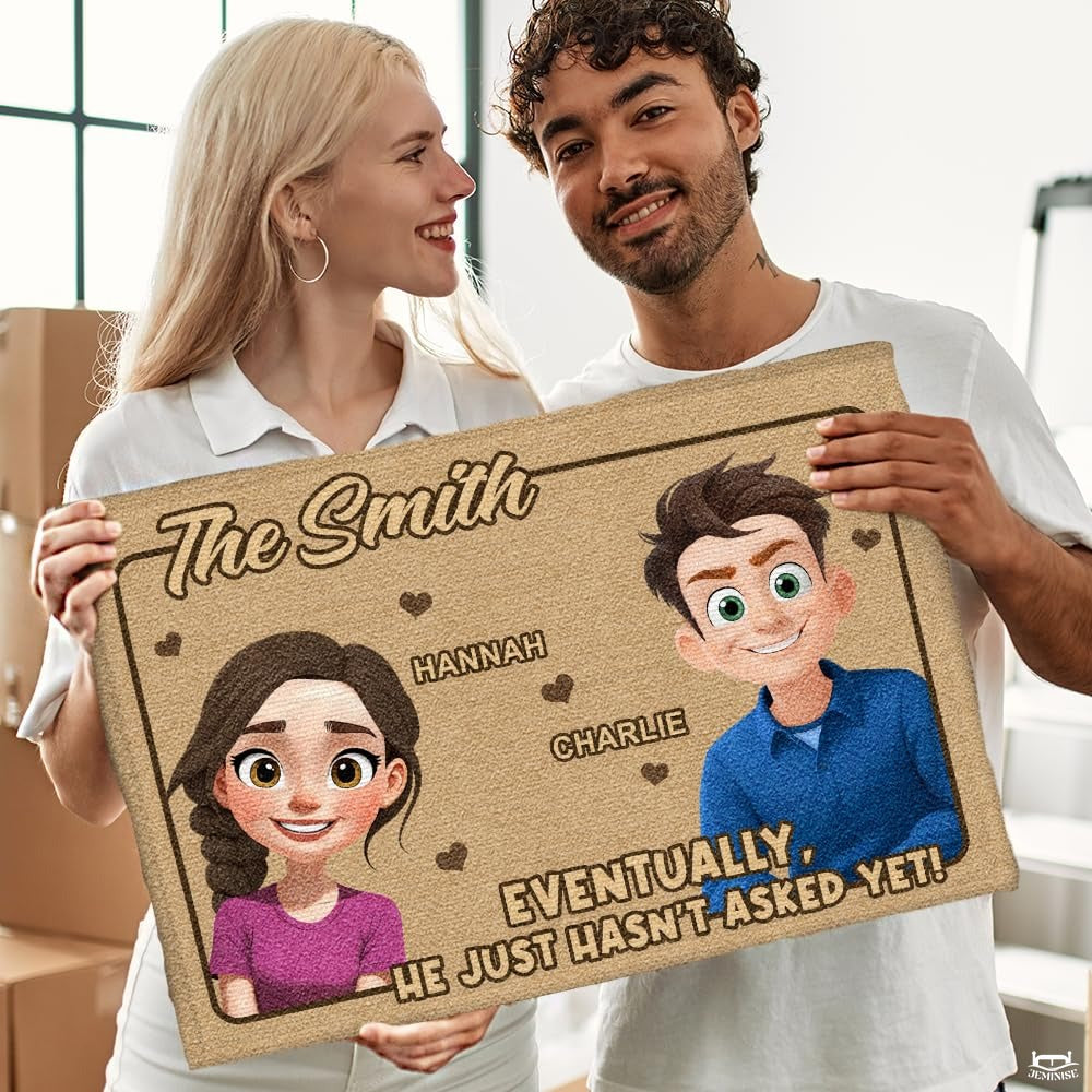 Personalized Family Couple Doormat, Custom Couple Husband Wife Doormat Gift, Outdoor Front Door Rug on Birthday, Christmas, Anniversaries, Valentine's Day for Him Her Woman (S5)