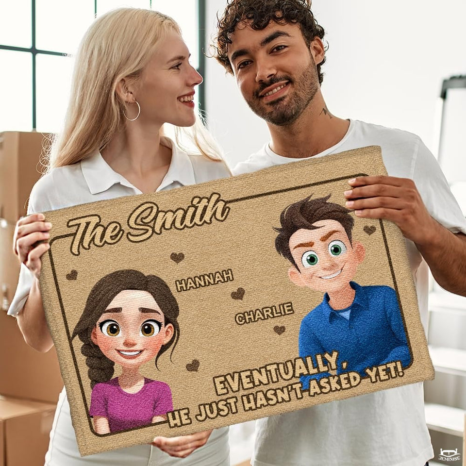 Personalized Family Couple Doormat, Custom Couple Husband Wife Doormat Gift, Outdoor Front Door Rug on Birthday, Christmas, Anniversaries, Valentine's Day for Him Her Woman (S5)