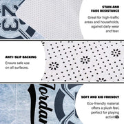 Corner angle highlighting print clarity and crisp border edges of the hockey sports floor rug. - thumbnail image 6 of 7