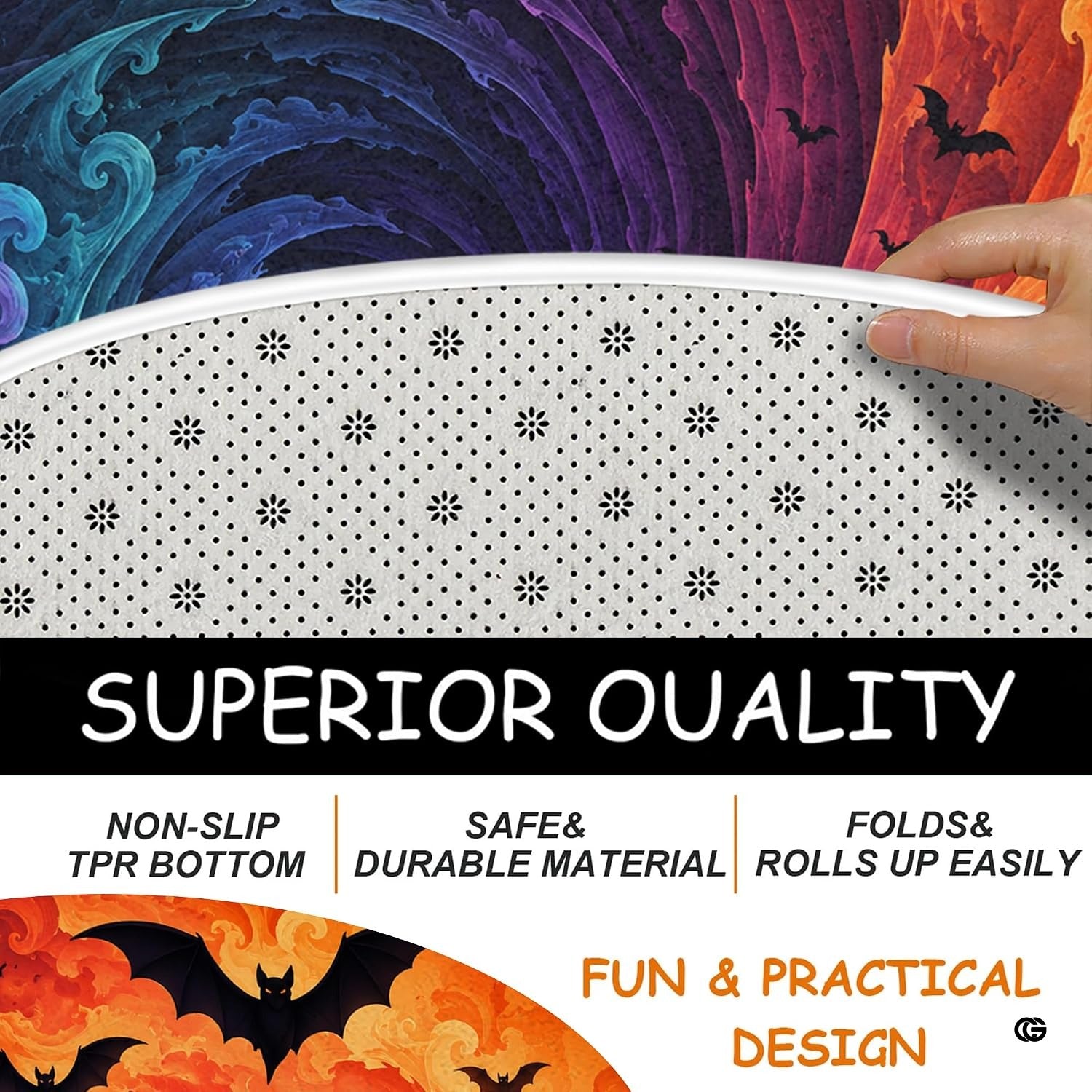 Custom Halloween 3D Optical Illusion Round Rug Skeleton Horror Area Rug (1, #9)