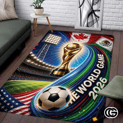 Personalized Soccer Welcome Mat with Family Name and Trophy